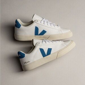 Blue and white veja sneakers